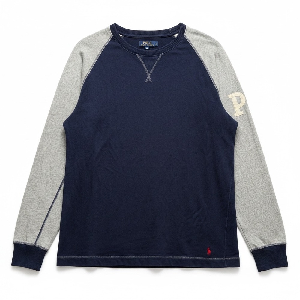 Polo Ralph Lauren Mens 2XL Raglan Long Sleeve T-Shirt Navy Gray Pony Logo